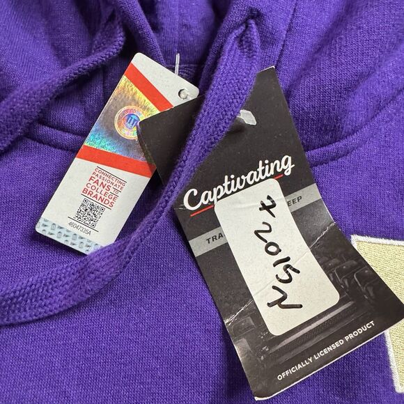 Washington Huskies Hoodie Men’s L Purple Logo Spellout Fleece Captivating New - Picture 4 of 11